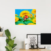 Poster art somptueux Ladybug et tournesols (Bureau à domicile)