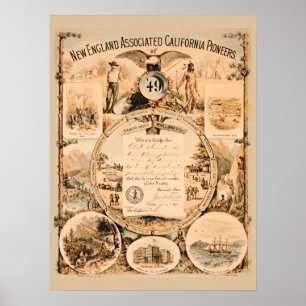 Poster Art souvenir des pionniers de la ruée vers l'or en