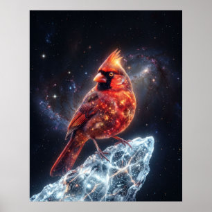 Poster Art spatial de la comète gelée du cardinal cosmiqu