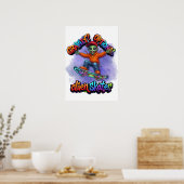 Poster Art spatial Hoverboard Alien Skateur Gravité facul (Cuisine)