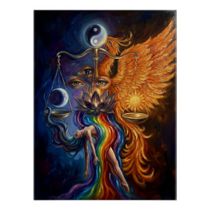 Poster Art Spirituel Phoenix & Lotus