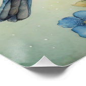 Poster Art stylisé Bluebird et fleurs (Coin)