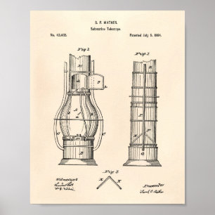 Poster Art submersible vieux Peper de brevet du télescope