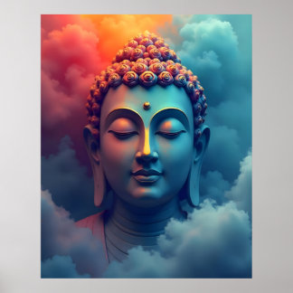 Poster Art surréaliste abstrait coloré | Bouddha serein