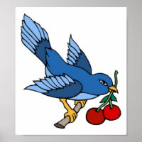 Art tatouage vintage Bluebird et cerises