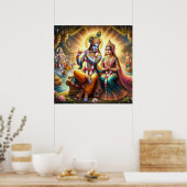 Poster Art traditionnel divin et vibrant de Radha Krishna (Cuisine)