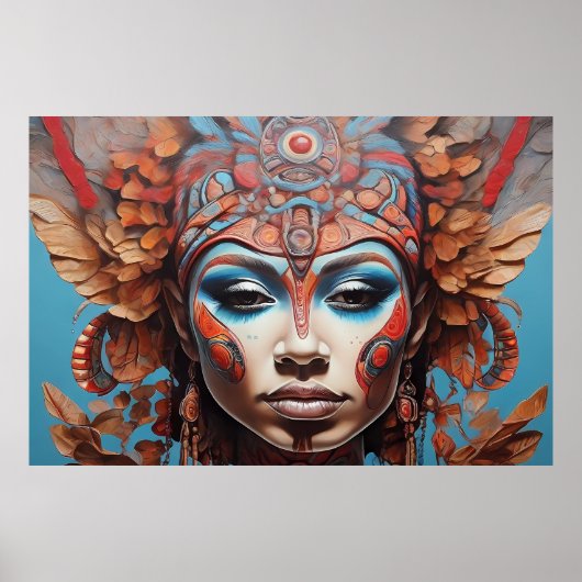Poster Art tribal fusion abstrait vibrant aztèque (Devant)