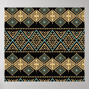 Poster Art tribal, géométrique ethnique, motif coloré.