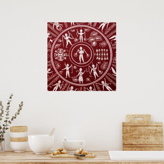 Poster Art tribal Warli (Cuisine)