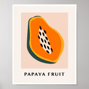 Poster Art tropical de fruit de papaye minimaliste