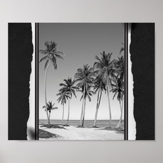 Poster Art tropical noir et blanc Imprimable (Devant)