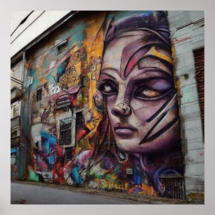 Poster Art urbain sur un bâtiment abandonné
