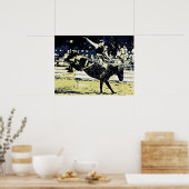 Poster Art vectoriel, cowboy de rodéo buccal bronco (Cuisine)