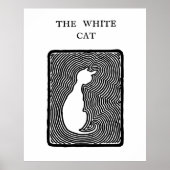 Poster Art vectoriel noir et blanc Le chat blanc (Devant)