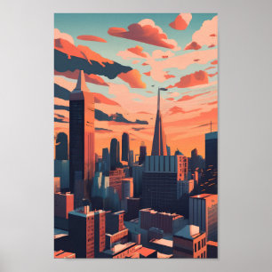 Poster Art vectoriel plat minimaliste New York