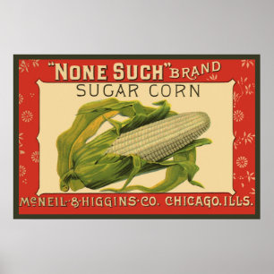 Poster Art végétal vintage d'étiquette, aucun un tel maïs
