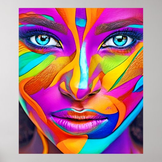 Poster Art vibrant de peinture de visage (Devant)