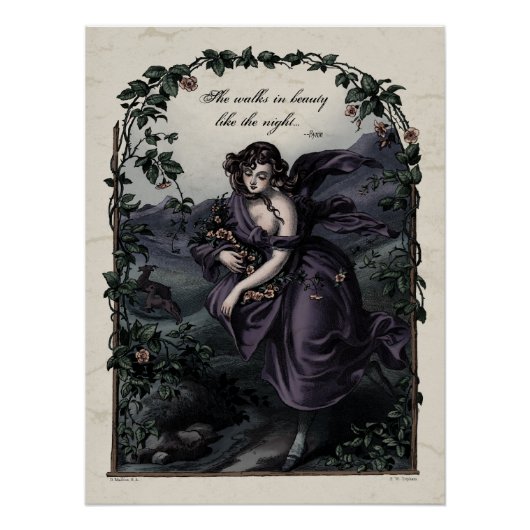 Poster Art victorien Byron "She Walk in Beauty" brillant (Devant)