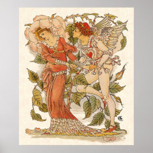 Poster Art victorien vintage, Rose par Walter Crane