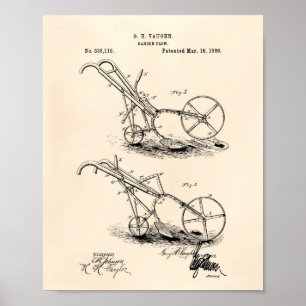 Poster Art vieux Peper de brevet de la charrue 1886 de