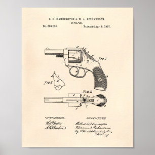 Poster Art vieux Peper de brevet du revolver 1887