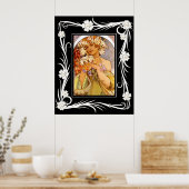 Poster Art Vintage Alphonse Mucha Avec Cadre (Cuisine)