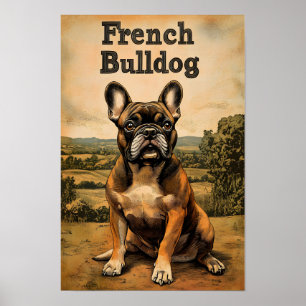 Poster Art vintage Bouledogue français