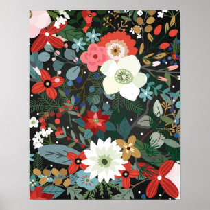 Poster Art Vintage Chic Foncé Floral Coloré Funky Audacie