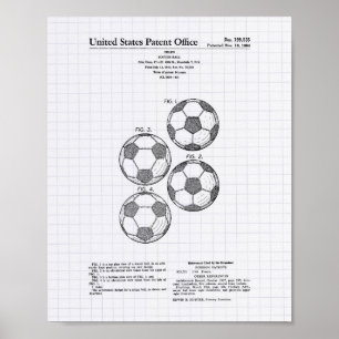 Poster Art vintage de brevet du ballon de football 1964 -