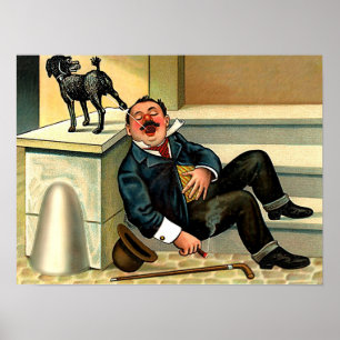 Poster Art vintage de chien de RÉVEIL GROSSIER