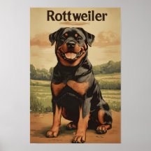 Art vintage de chien Rottweiler