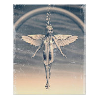 Art vintage de l'ange gardien arc-en-ciel