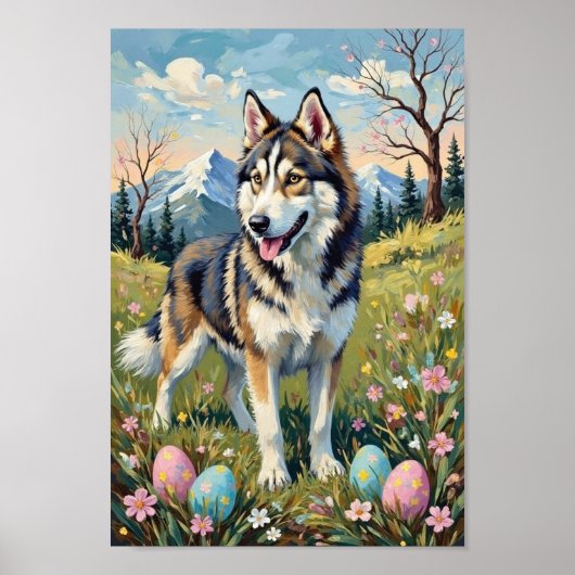 Poster Art vintage de Pâques et de printemps sur le malam (Devant)