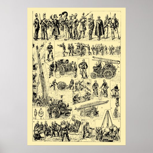 Poster Art Vintage de Pompiers (Devant)