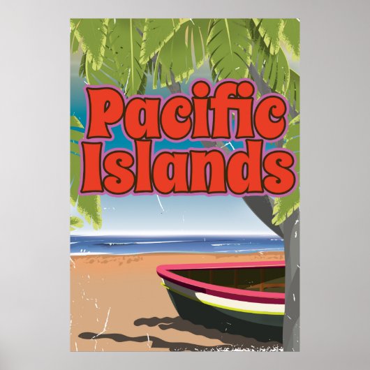 Poster Art vintage de vacances des îles du Pacifique (Devant)