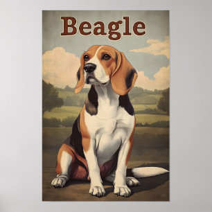 Poster Art vintage du chien Beagle