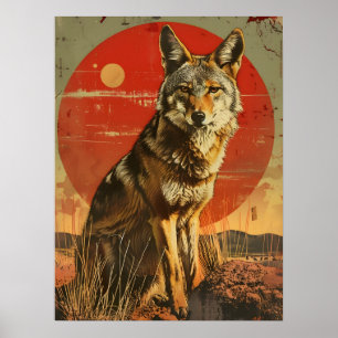 Poster Art vintage du Coyote