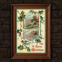 Poster Art Vintage Noël Holly 1910
