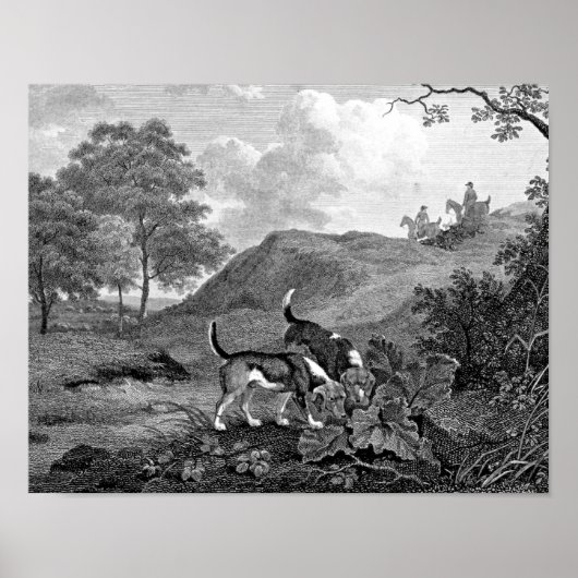 Poster Art Vintage noir et blanc beagle (Devant)