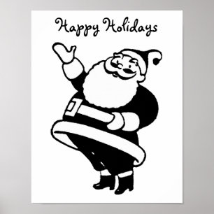 Poster Art vintage Noir Et Blanc Du Père Noël