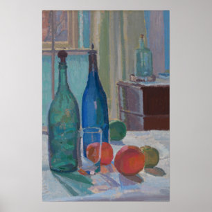 Poster Art vintage, peinture à vie morte Bouteilles Fruit