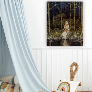 Poster Art vintage Princesse dans la forêt Enfants Art