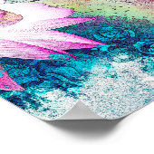 Poster Art Vintage rose et bleu floral (Coin)