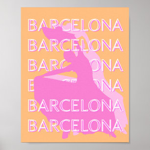 Poster Art Voyage de Barcelone, Espagne Art Voyage, Orang