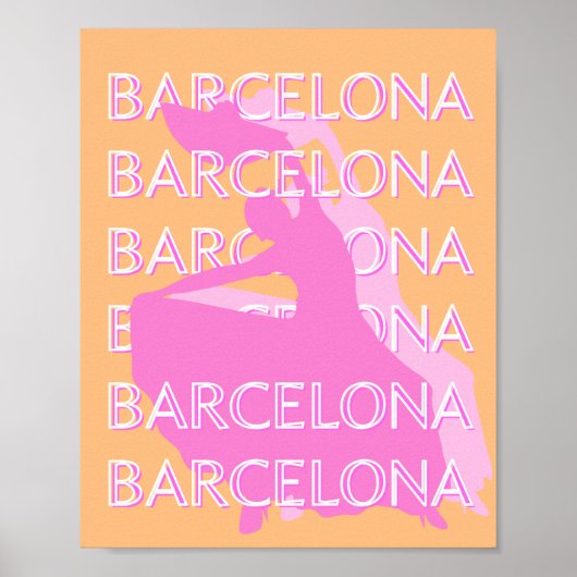 Poster Art Voyage de Barcelone, Espagne Art Voyage, Orang (Devant)