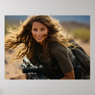 Poster Art Vrouw Soldaat