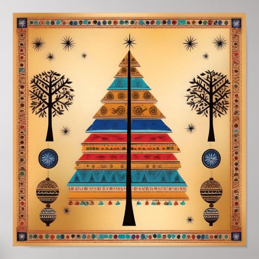 Poster Art Warli Arbre de Noël (Devant)