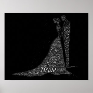 Poster Art Word Bride et Groom