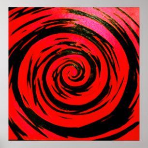 Poster Arte à spirale hybride rouge et noir