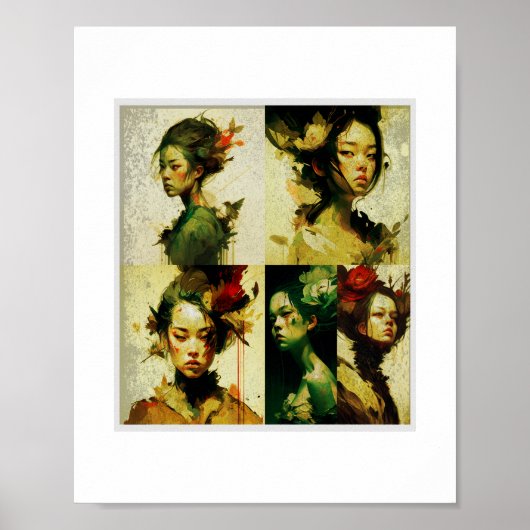 Poster Arte floral digital y estética oscura. (Devant)